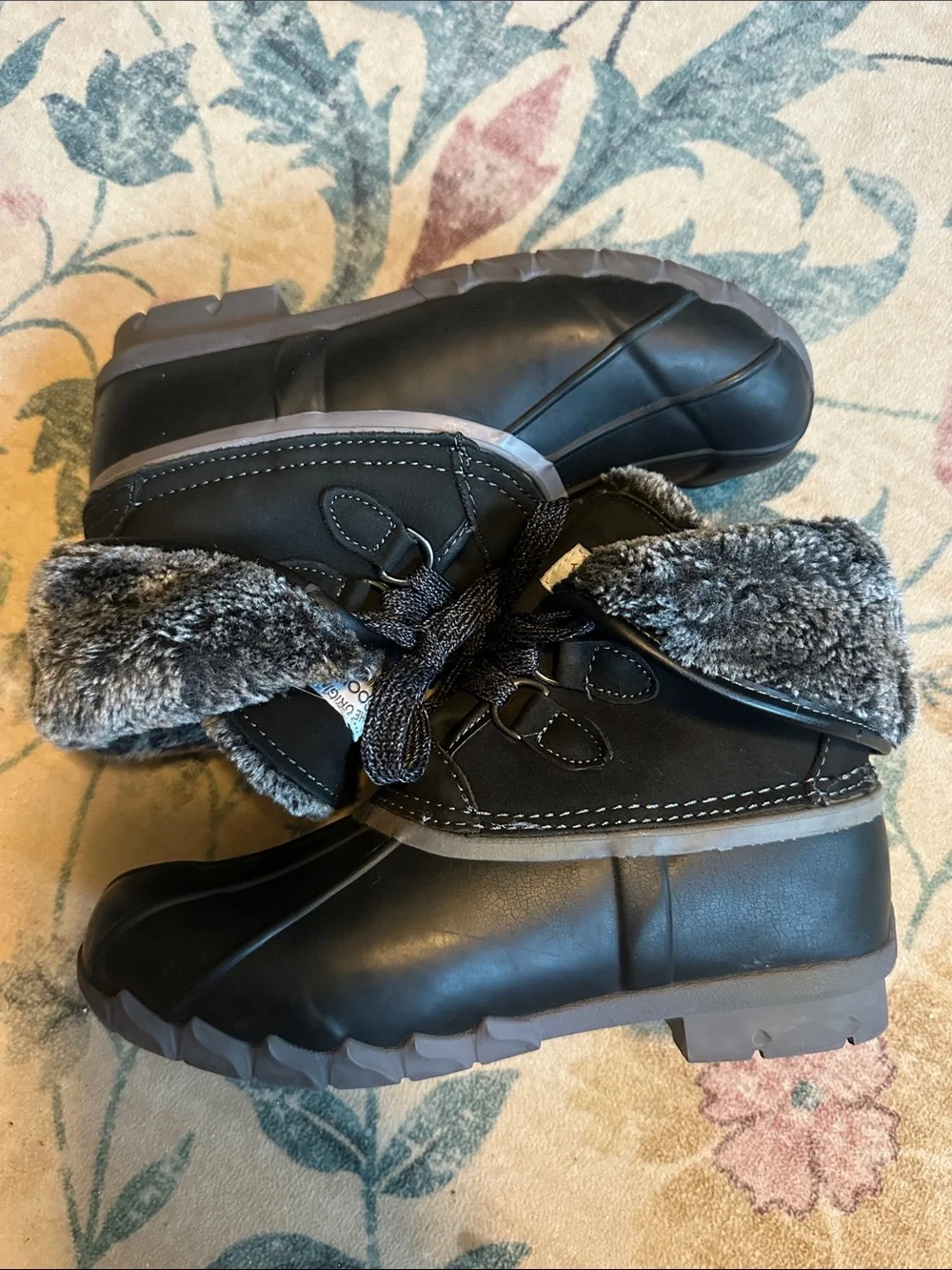 Sporto Black and Gray Kids Waterproof Snow Boots